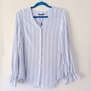 TTahari Blue Stripe Blouse